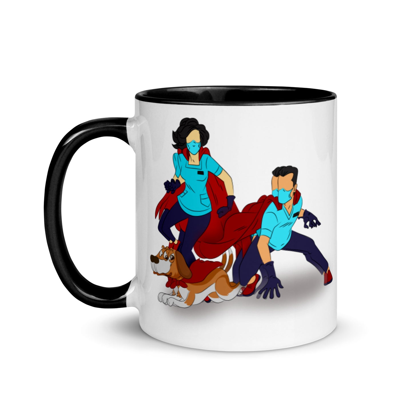 Super Hero's With Dog Mug with Color Inside