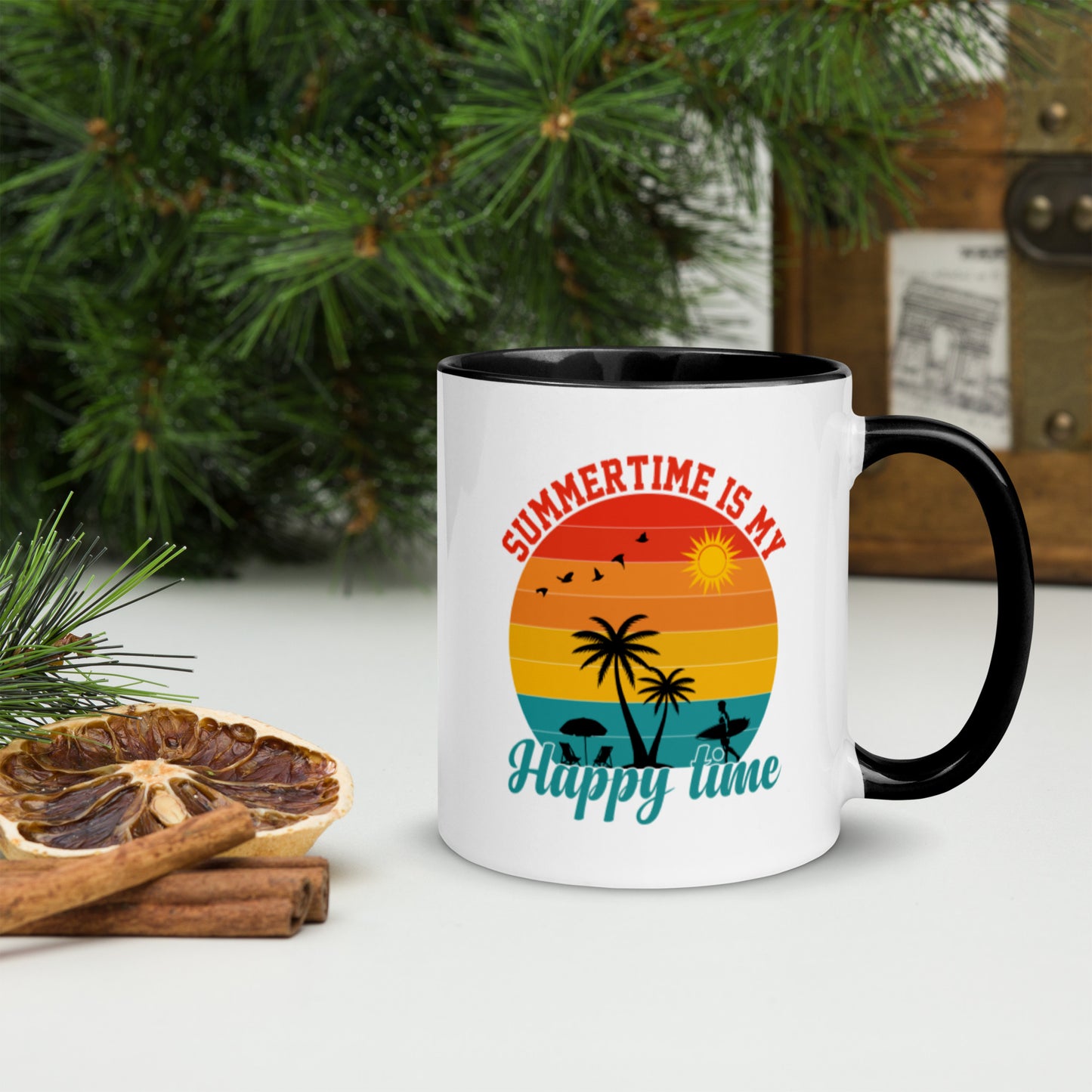 Summertime Is My Happy Time Mug with Color Inside