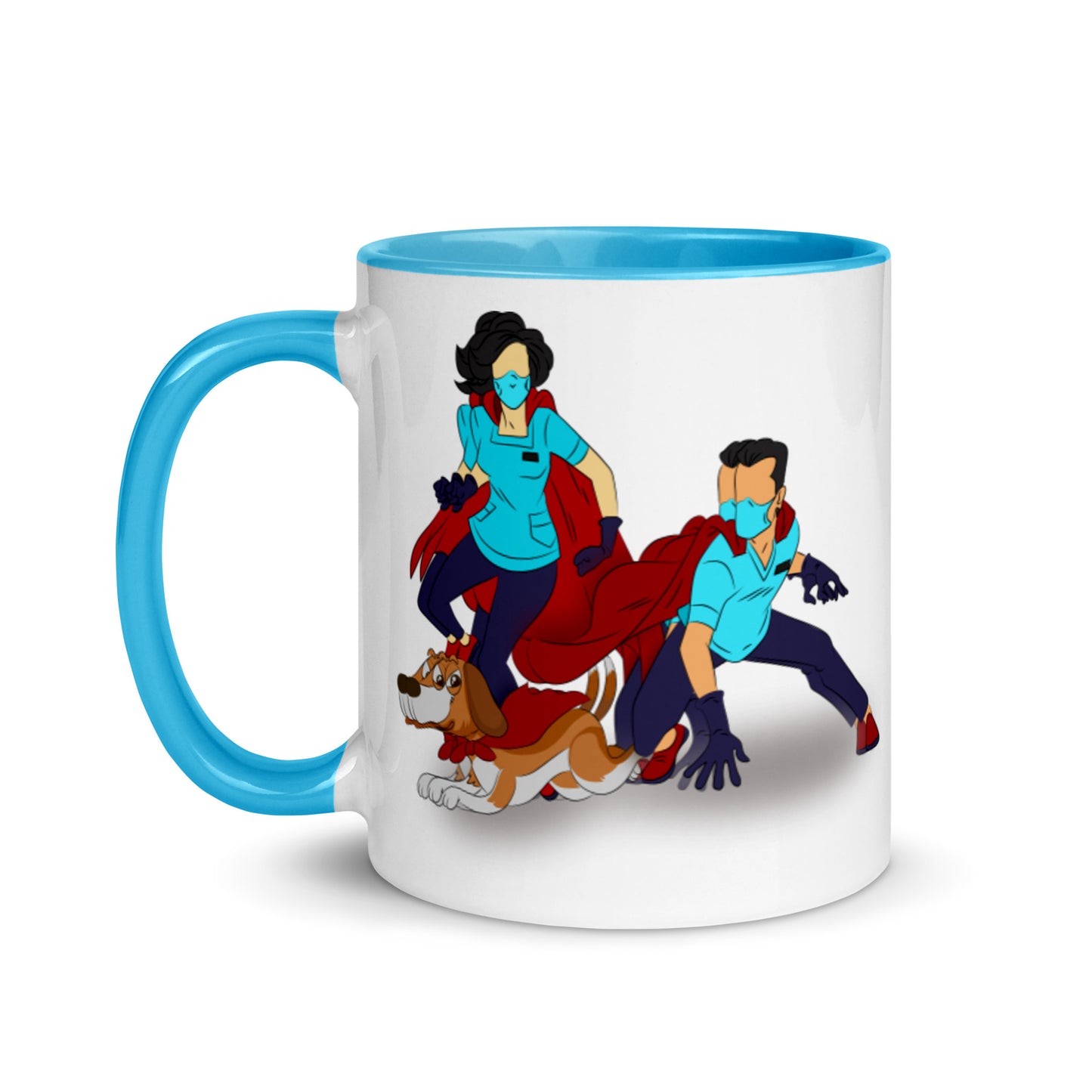 Super Hero's With Dog Mug with Color Inside