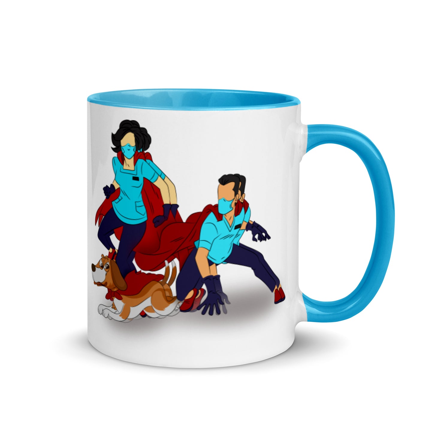 Super Hero's With Dog Mug with Color Inside