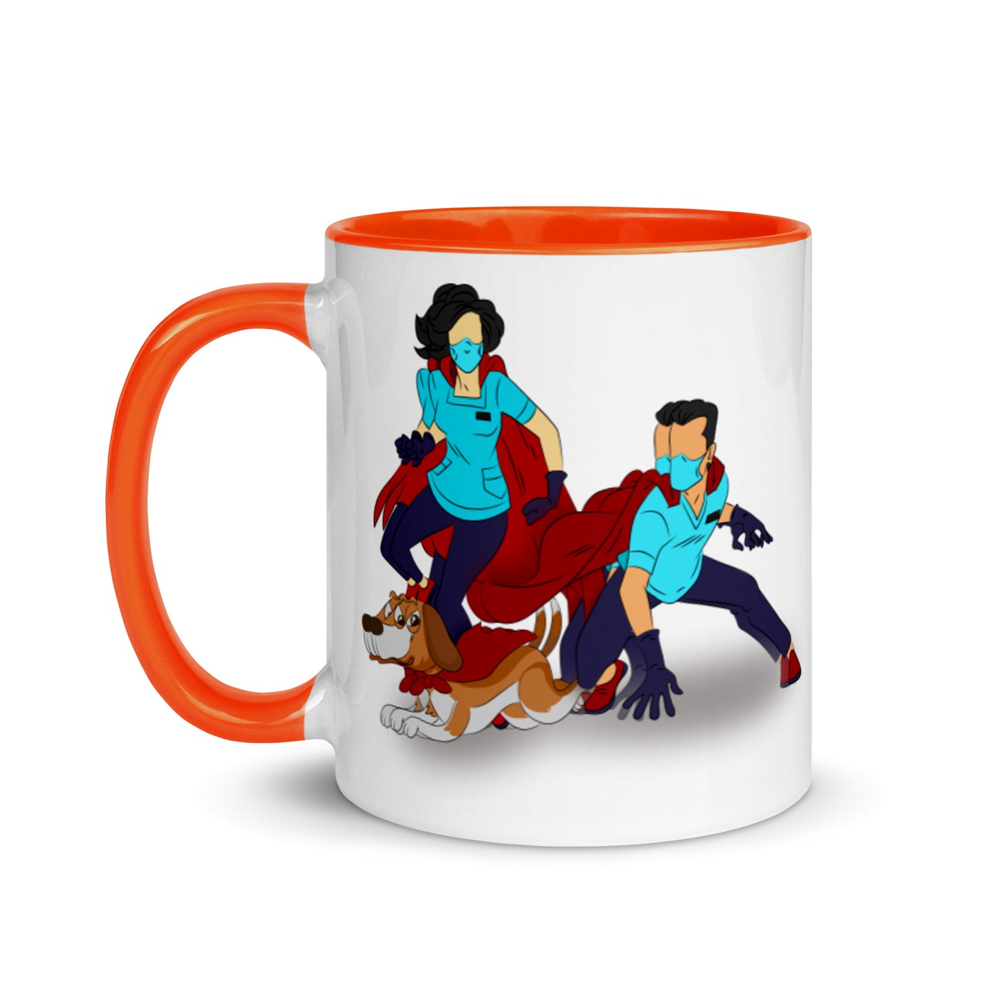 Super Hero's With Dog Mug with Color Inside