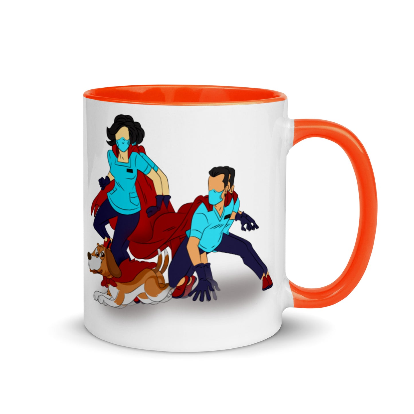 Super Hero's With Dog Mug with Color Inside