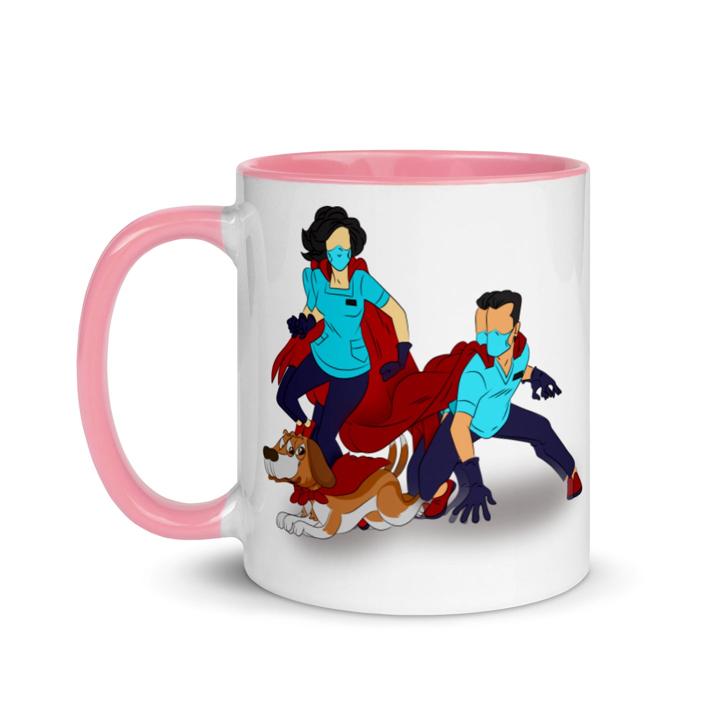 Super Hero's With Dog Mug with Color Inside