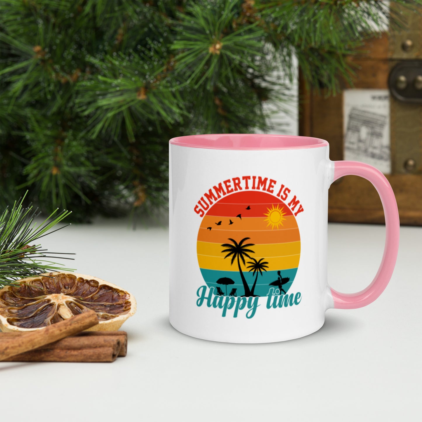 Summertime Is My Happy Time Mug with Color Inside