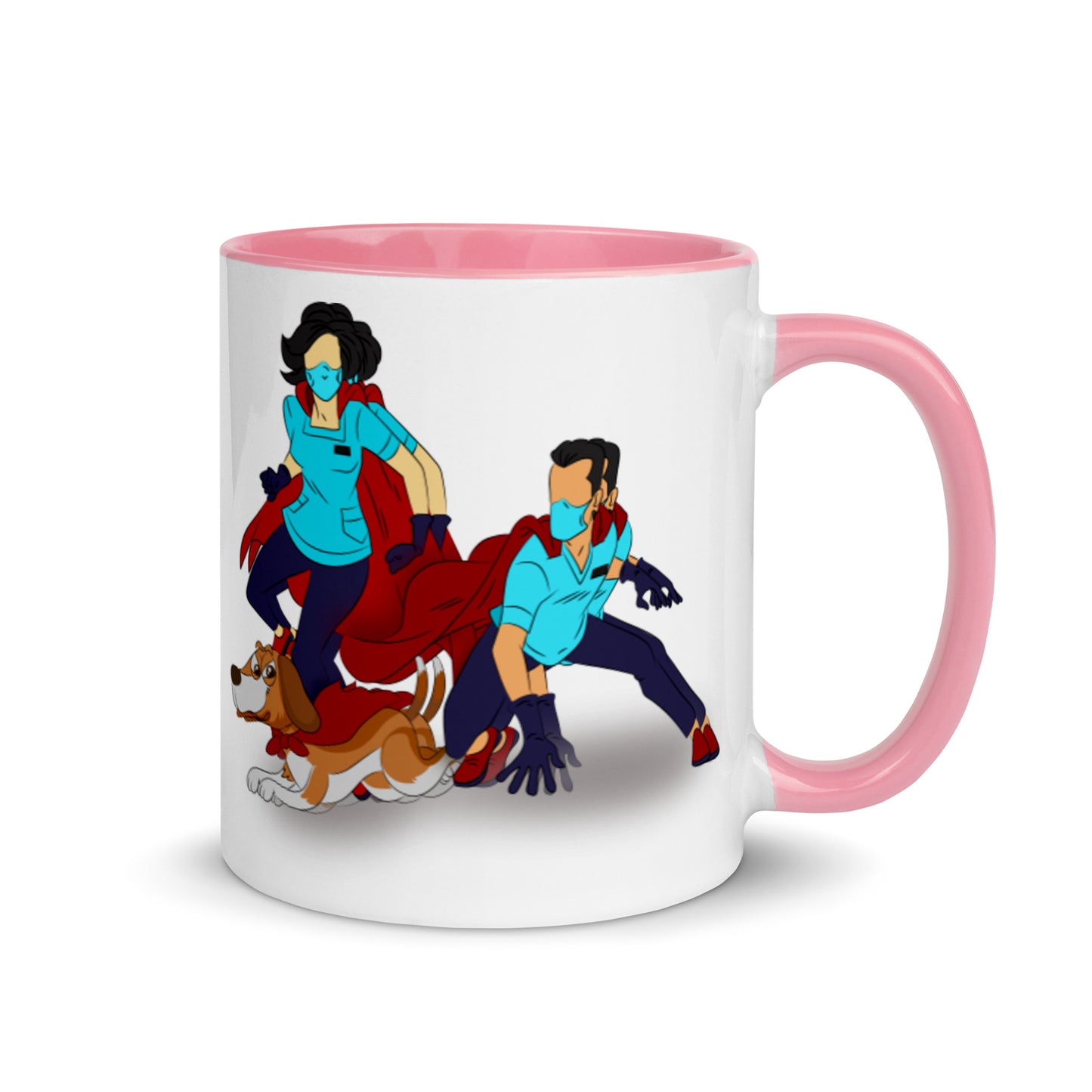 Super Hero's With Dog Mug with Color Inside
