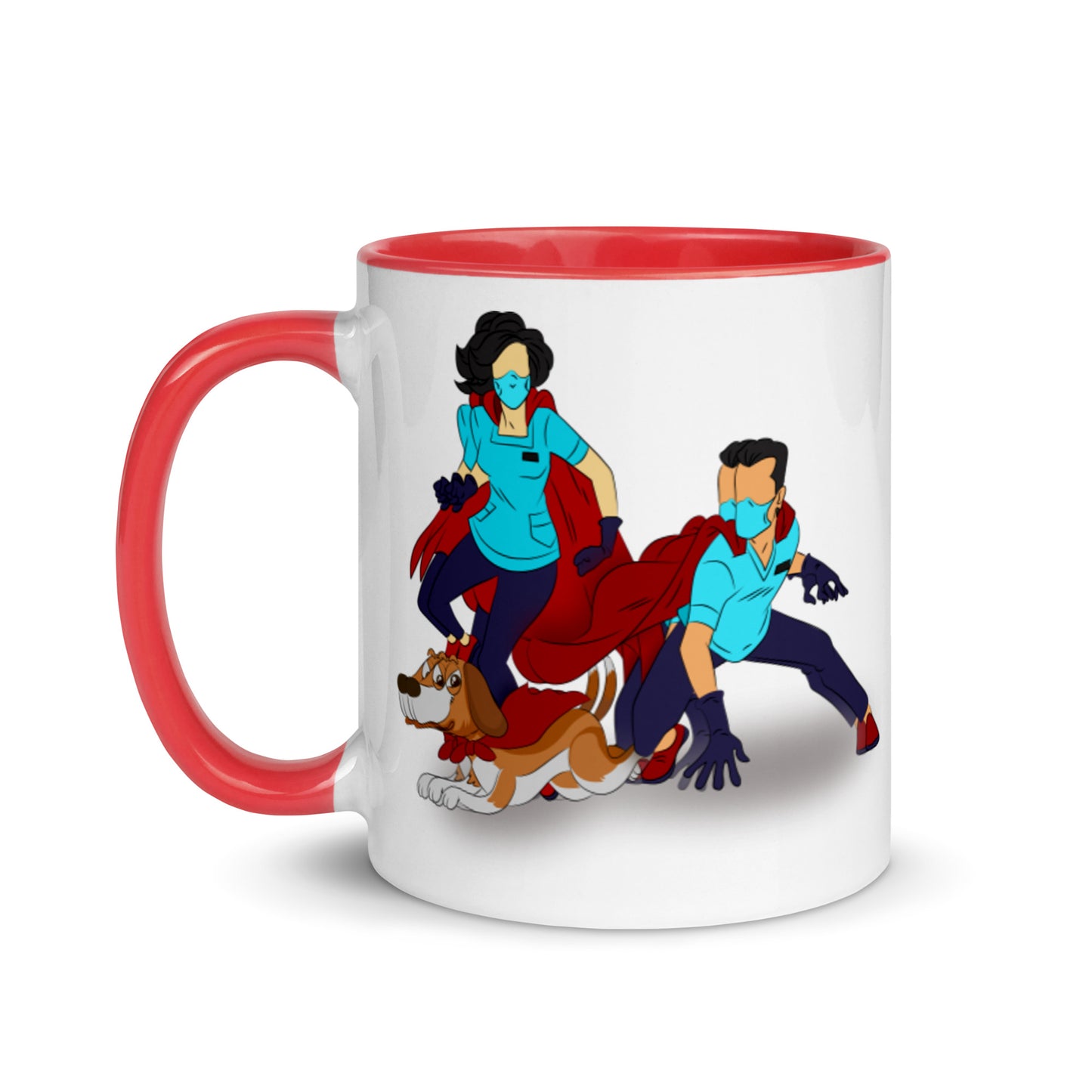 Super Hero's With Dog Mug with Color Inside