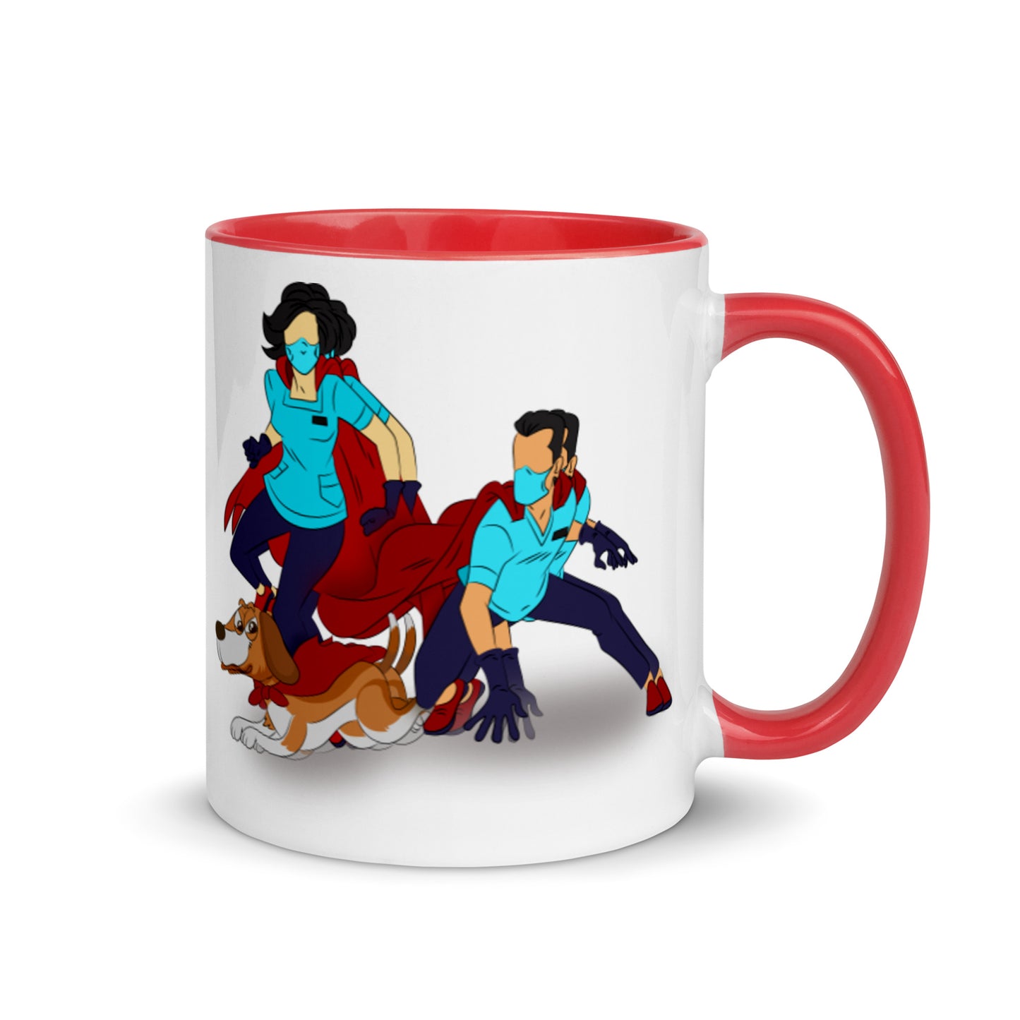 Super Hero's With Dog Mug with Color Inside