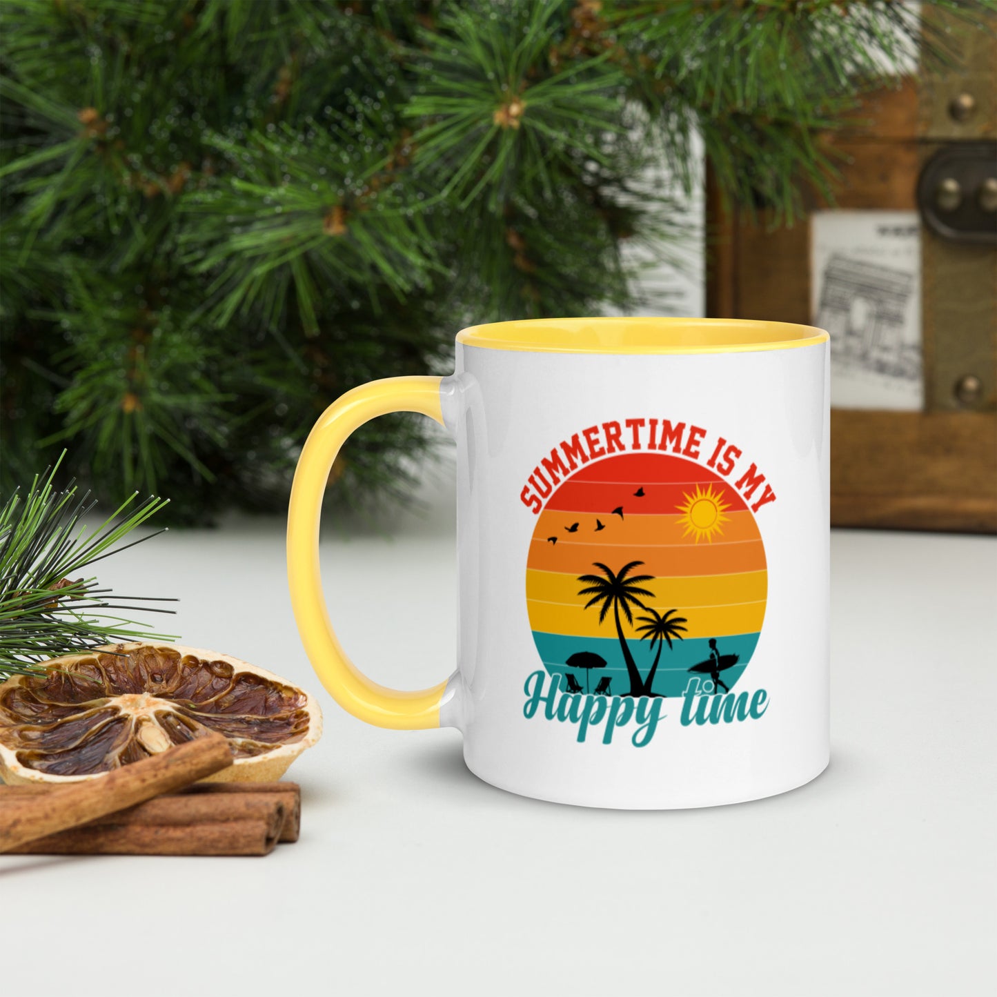 Summertime Is My Happy Time Mug with Color Inside