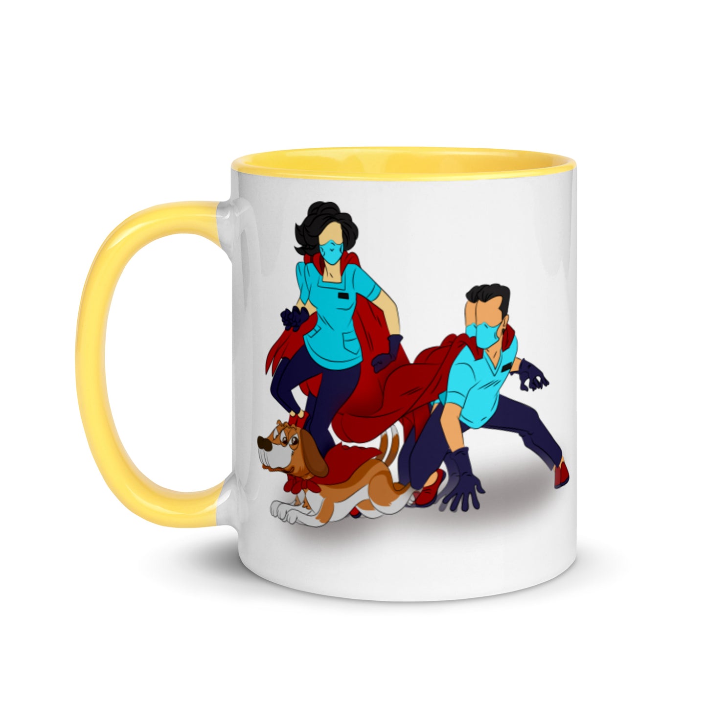 Super Hero's With Dog Mug with Color Inside