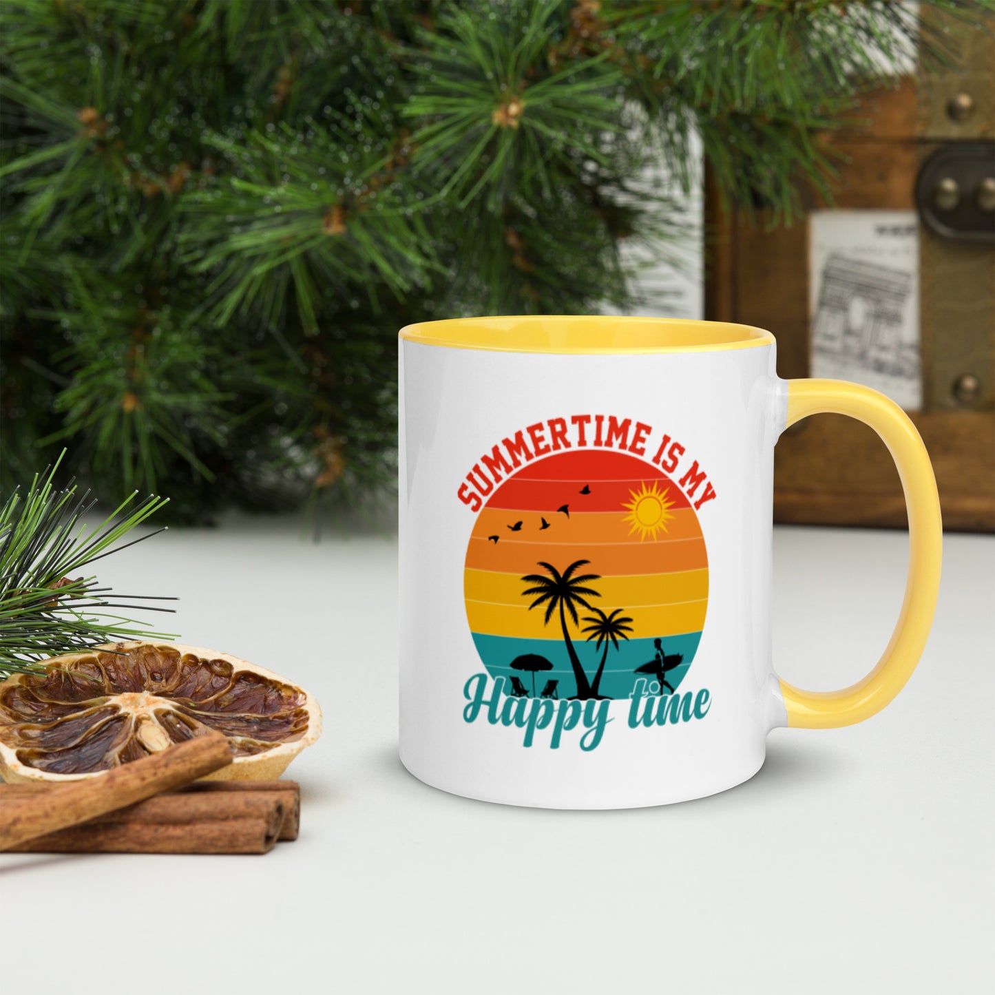 Summertime Is My Happy Time Mug with Color Inside