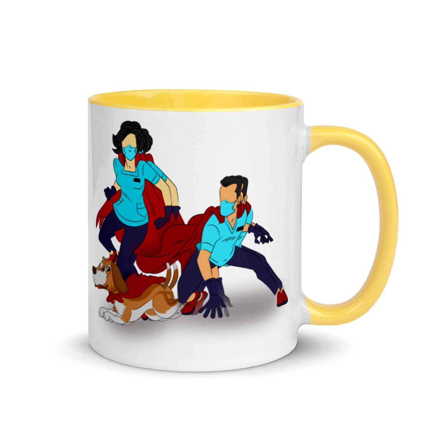 Super Hero's With Dog Mug with Color Inside
