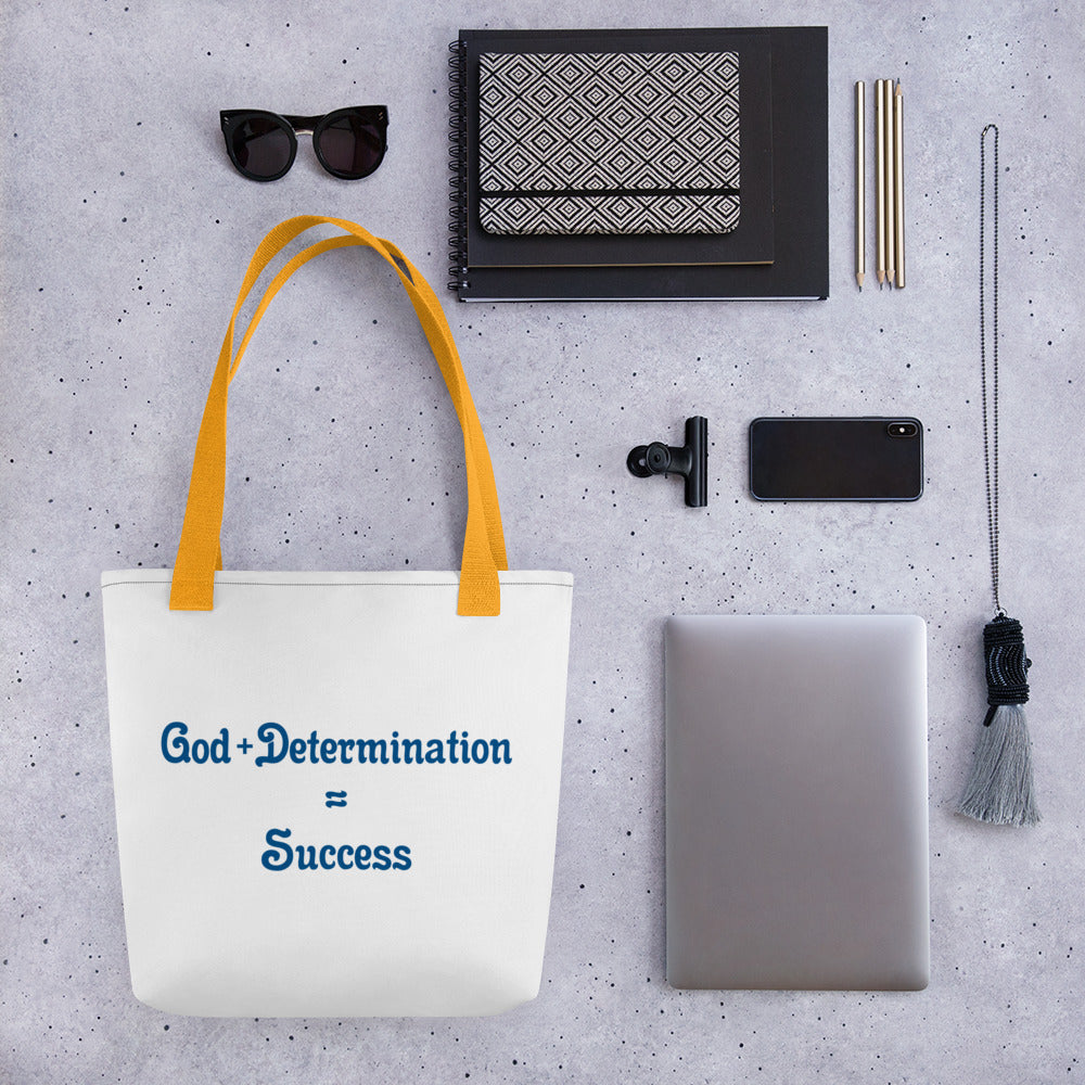 God + Determination = Success Tote bag