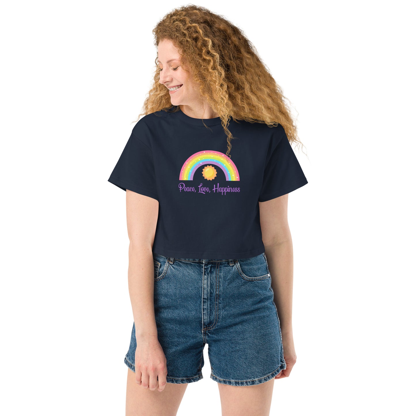 Peace, Love, Happiness Crop Top