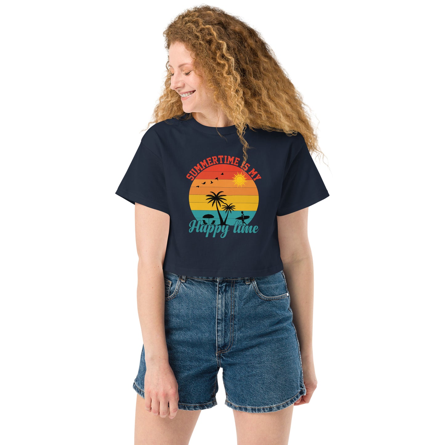 Summertime Is My Happy Time Crop Top