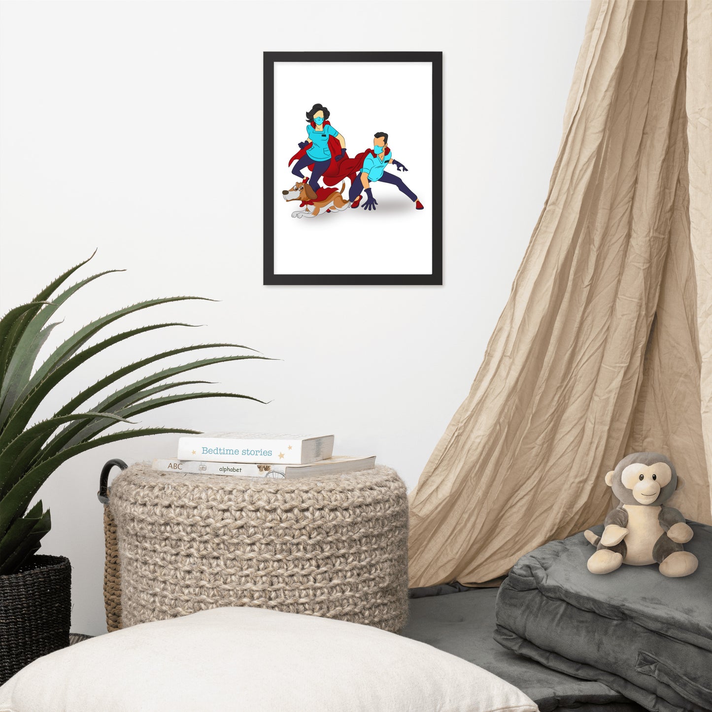 Superhero's With Dog Framed poster