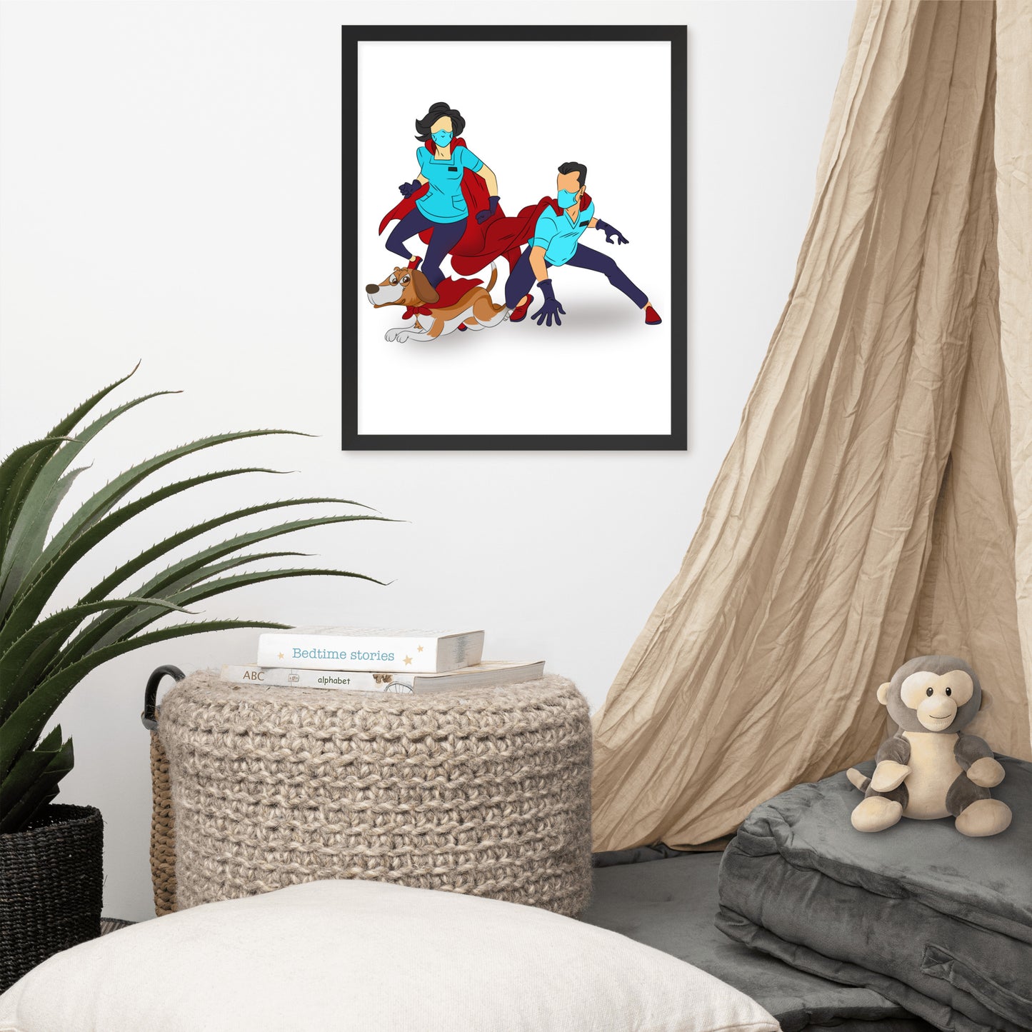 Superhero's With Dog Framed poster