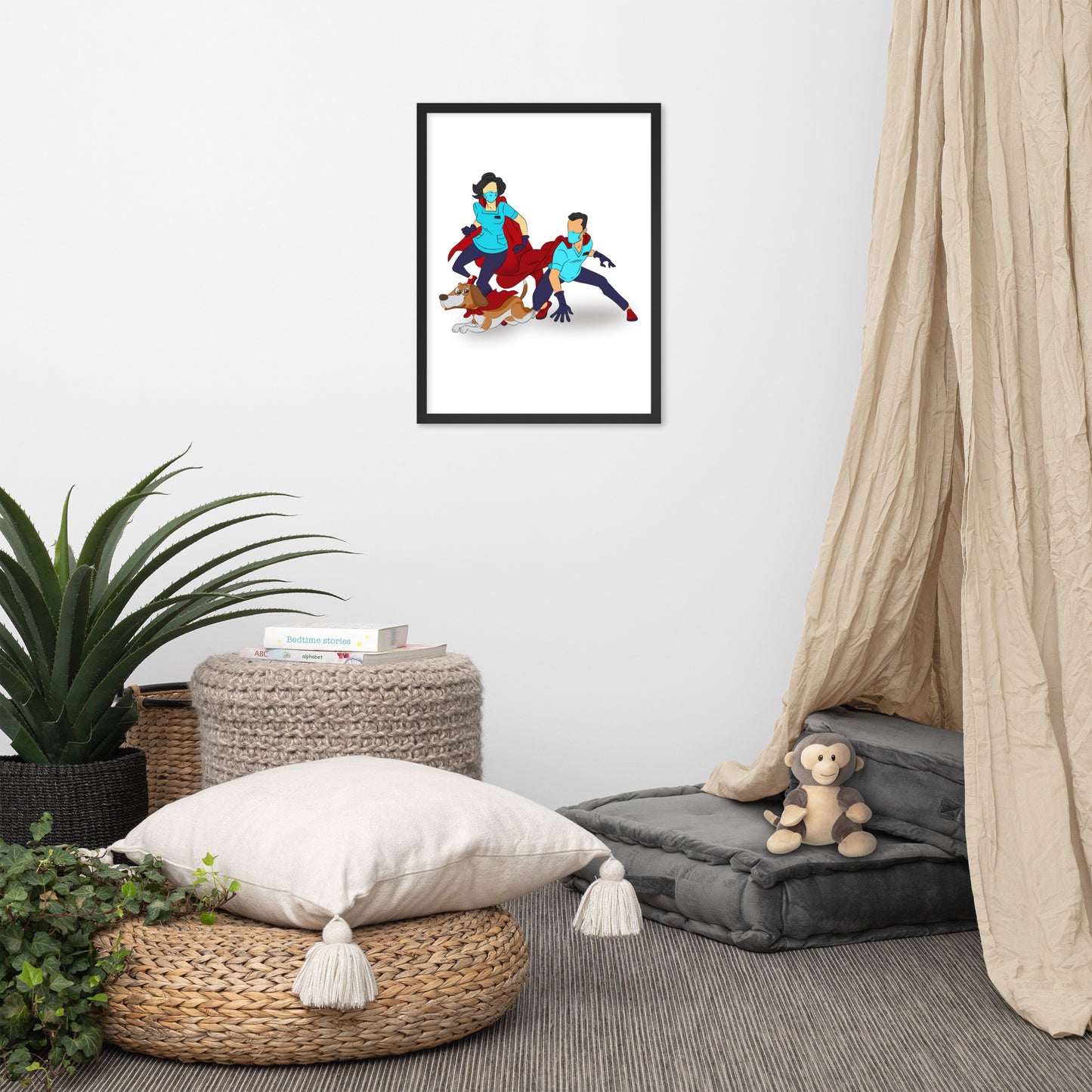 Superhero's With Dog Framed poster