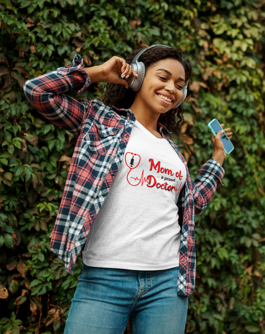 Mom Of A Proud Doctor Short Sleeve V-Neck T-Shirt