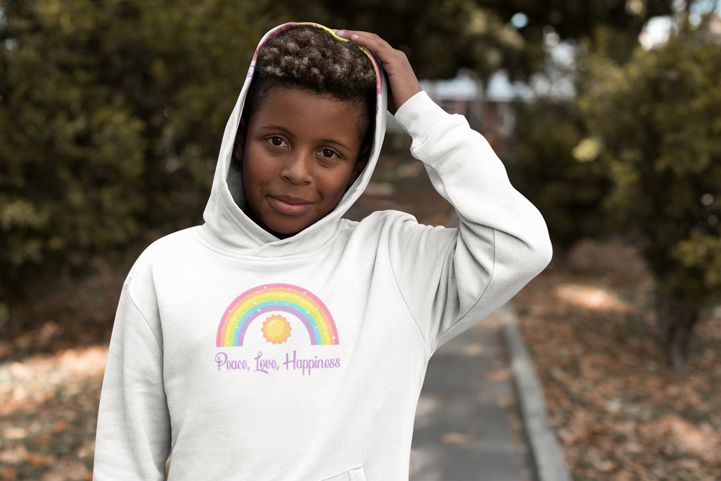 Peace, Love, Happiness Kids Hoodie