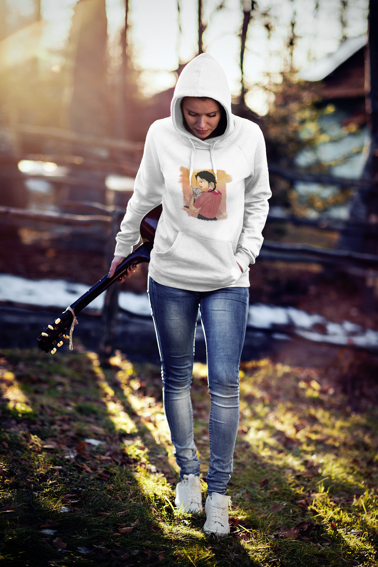 Girl With Cat Unisex Hoodie