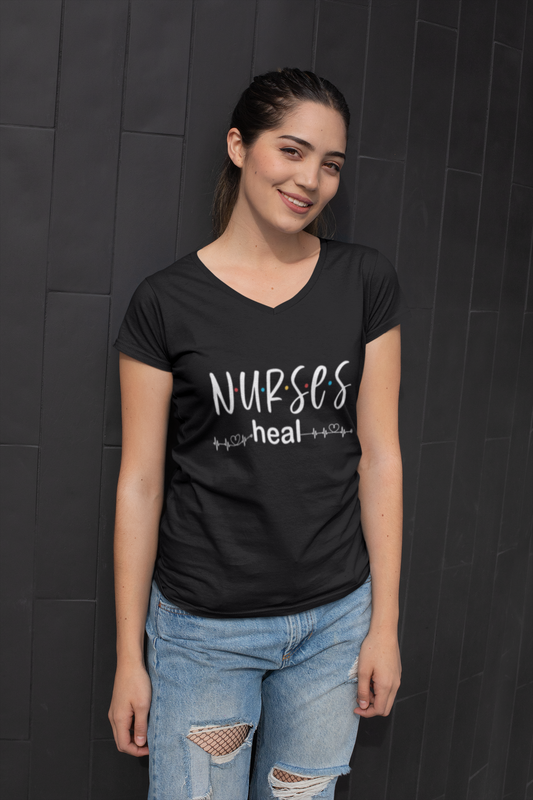 Nurses Heal Short Sleeve V-Neck T-Shirt