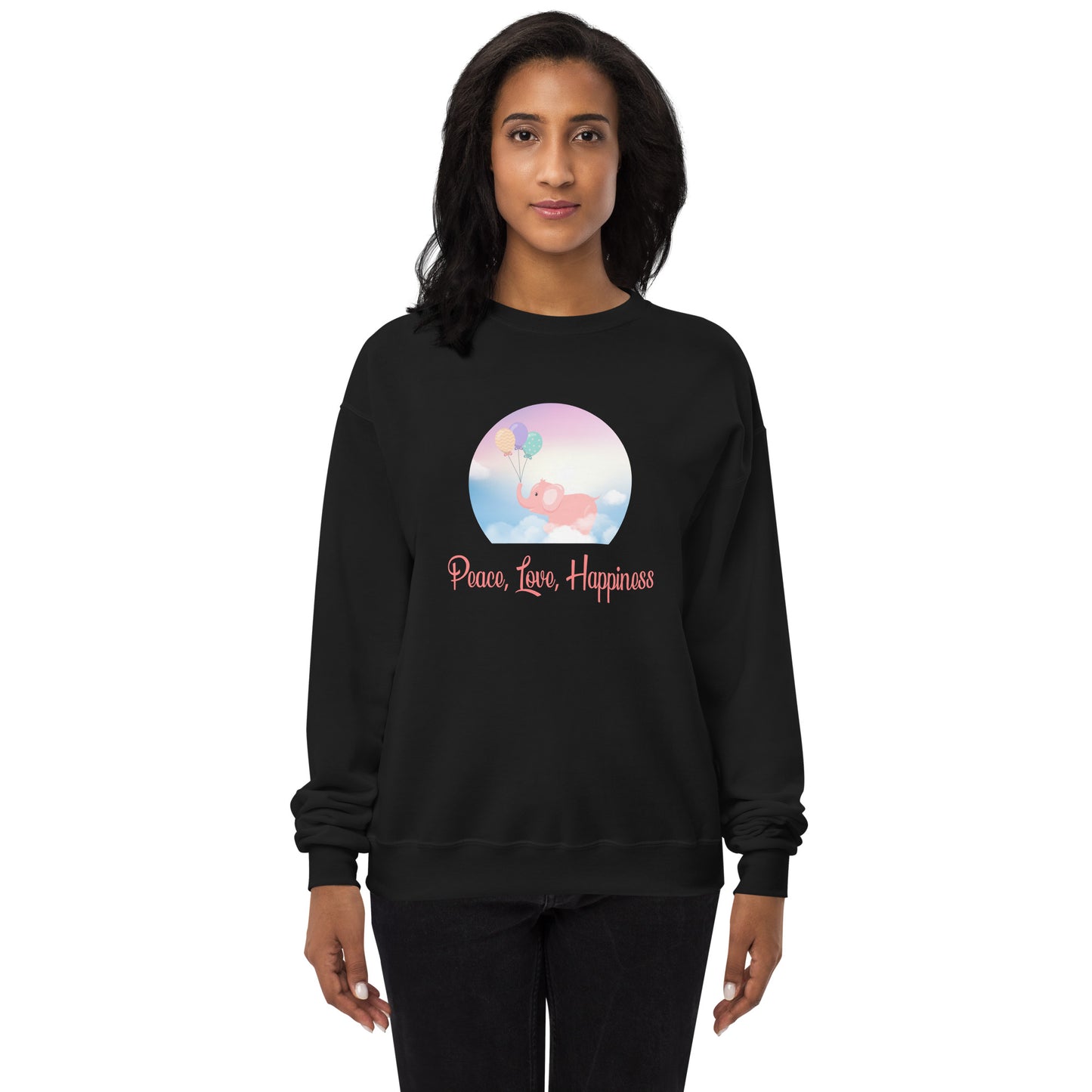 Peace, Love, Happiness Unisex fleece sweatshirt