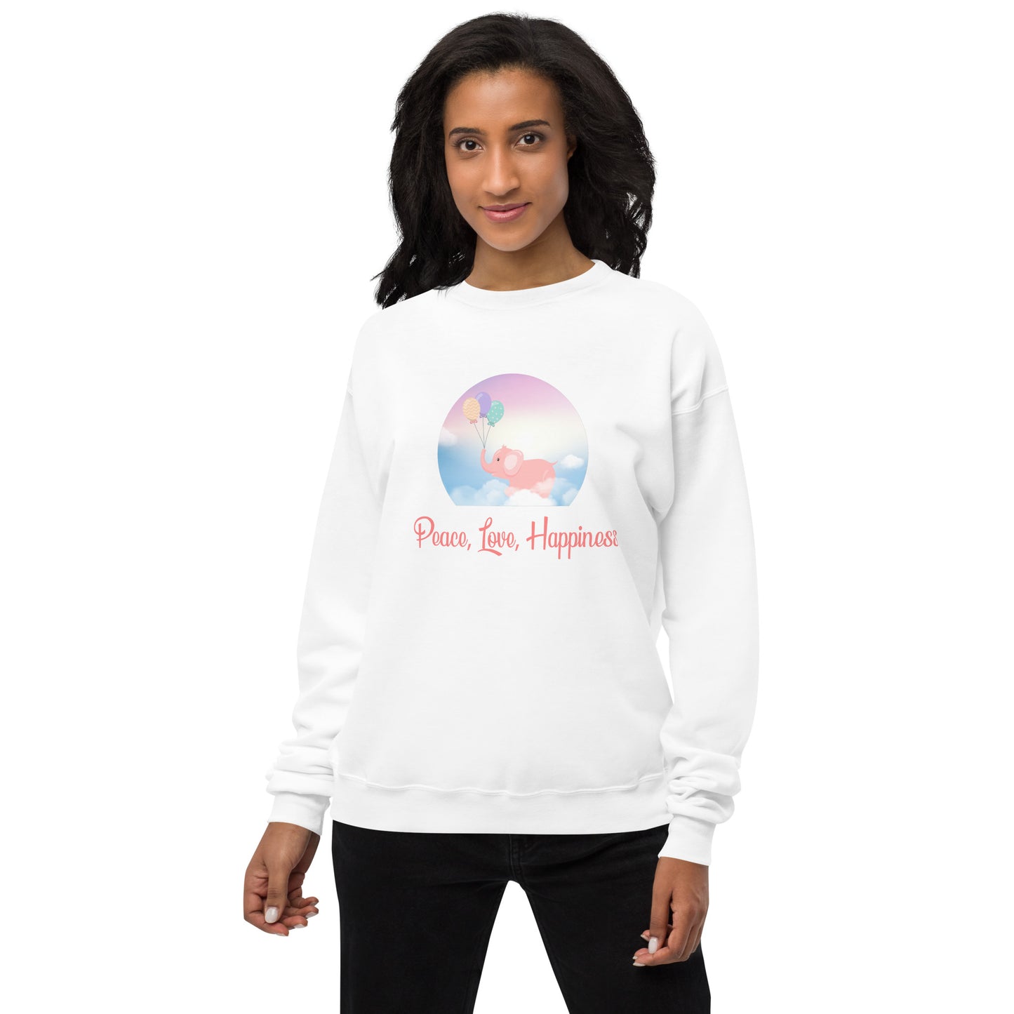 Peace, Love, Happiness Unisex fleece sweatshirt