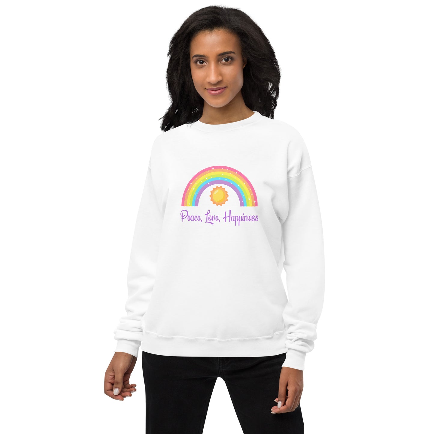 Peace, Love , Happiness Unisex fleece sweatshirt