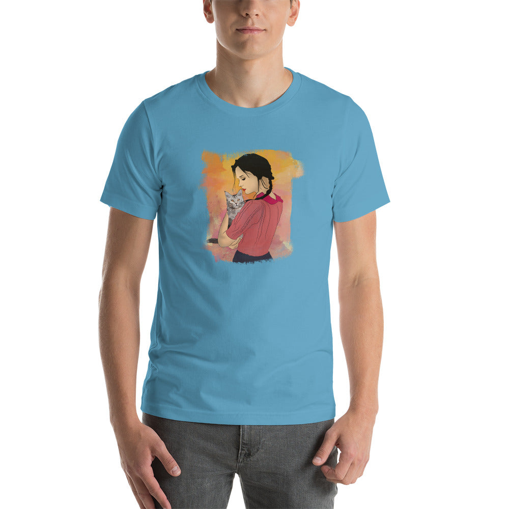 Girl With Cat Unisex t-shirt