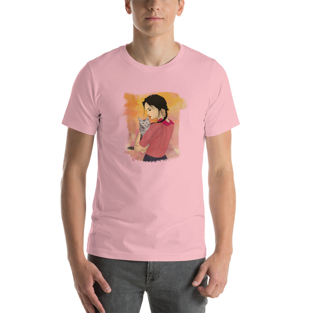 Girl With Cat Unisex t-shirt