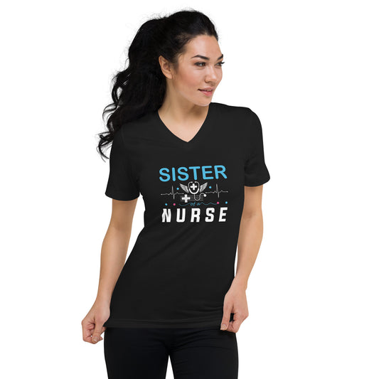 Sister Of A Nurse Unisex Short Sleeve V-Neck T-Shirt