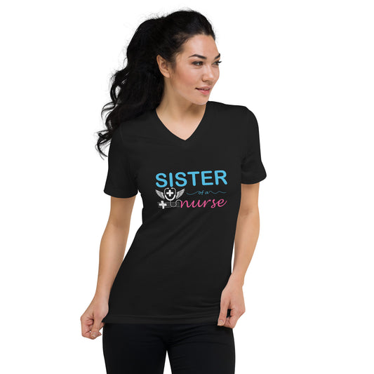 Sister Of A Nurse Unisex Short Sleeve V-Neck T-Shirt