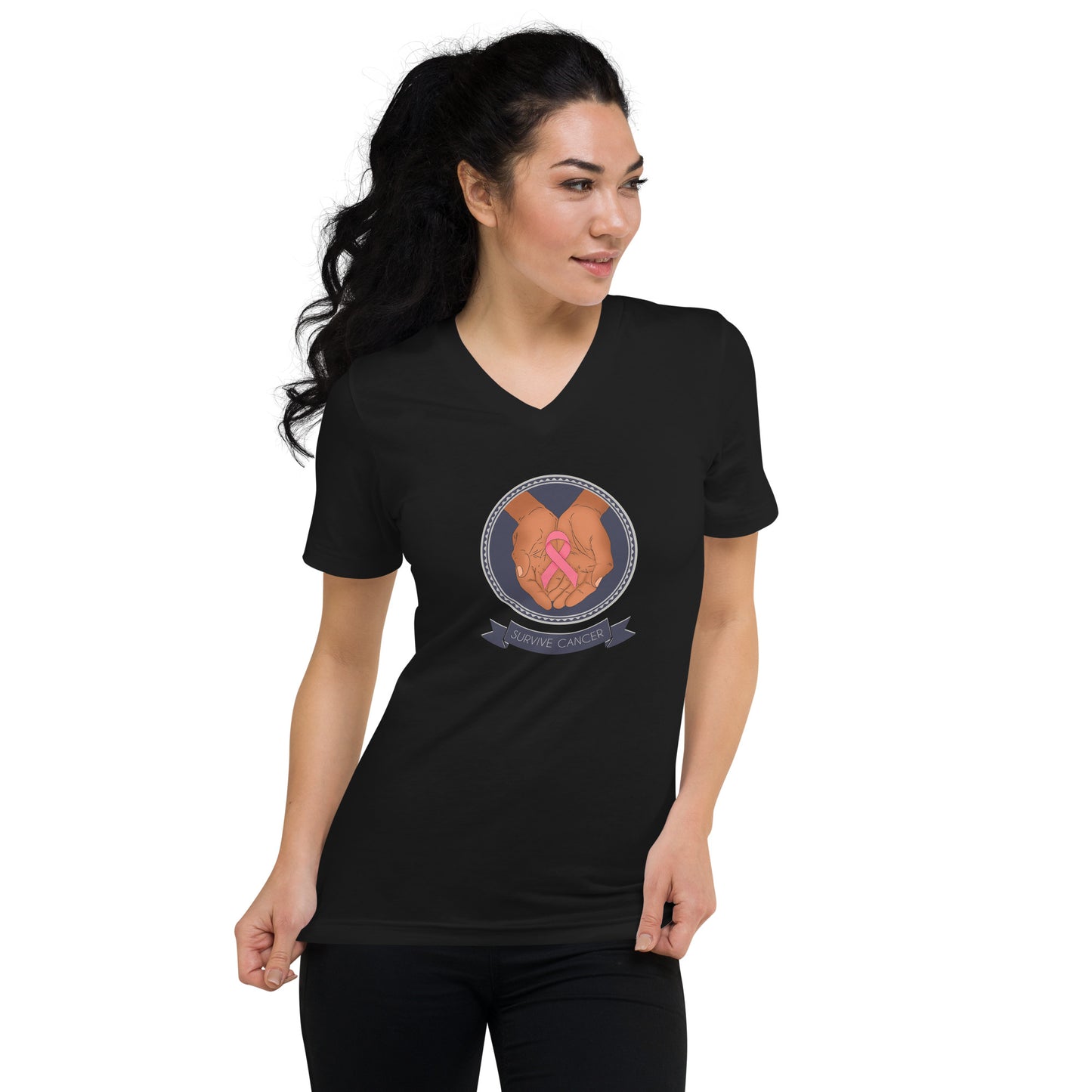 Survive Cancer Unisex Short Sleeve V-Neck T-Shirt