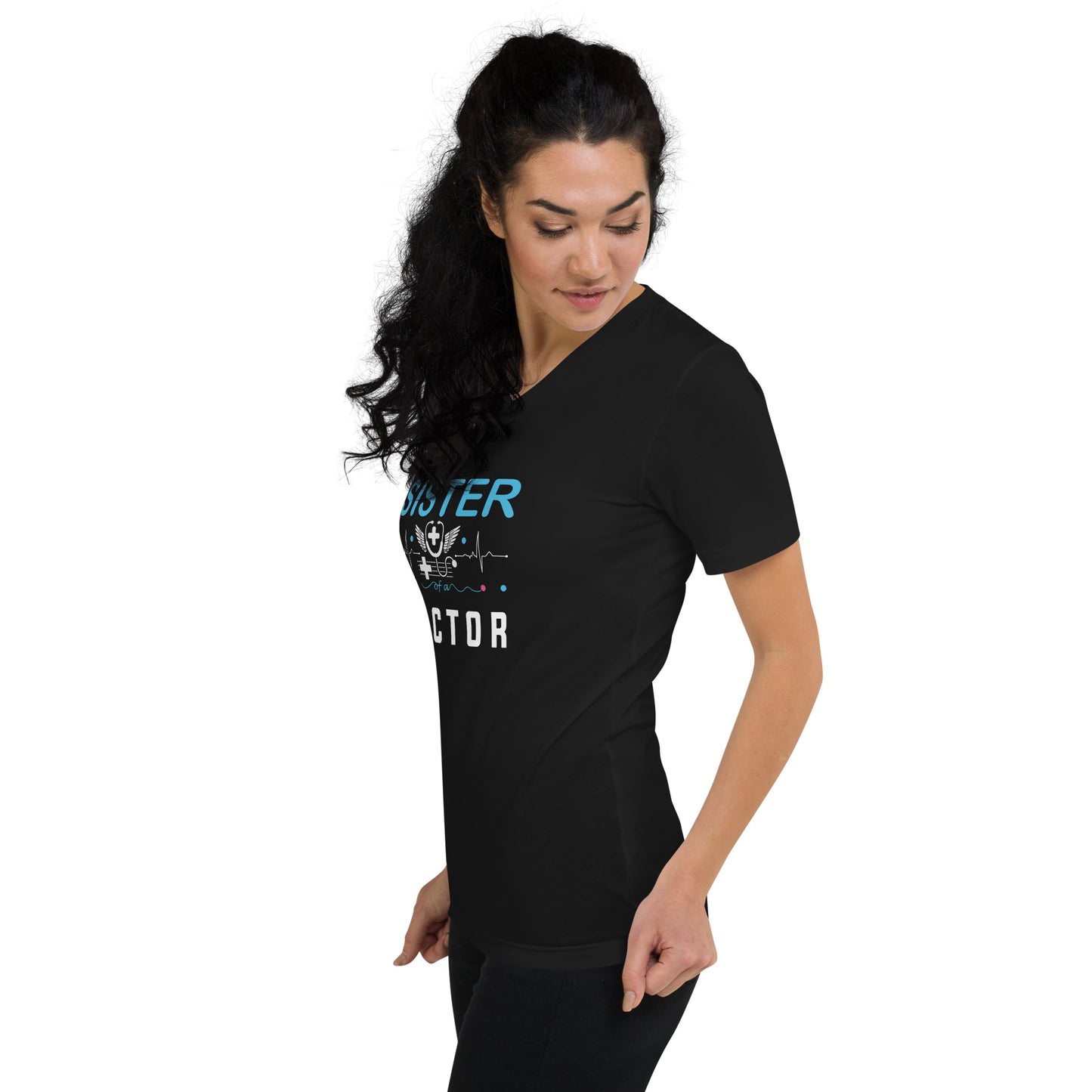 Sister Of A Doctor Unisex Short Sleeve V-Neck T-Shirt