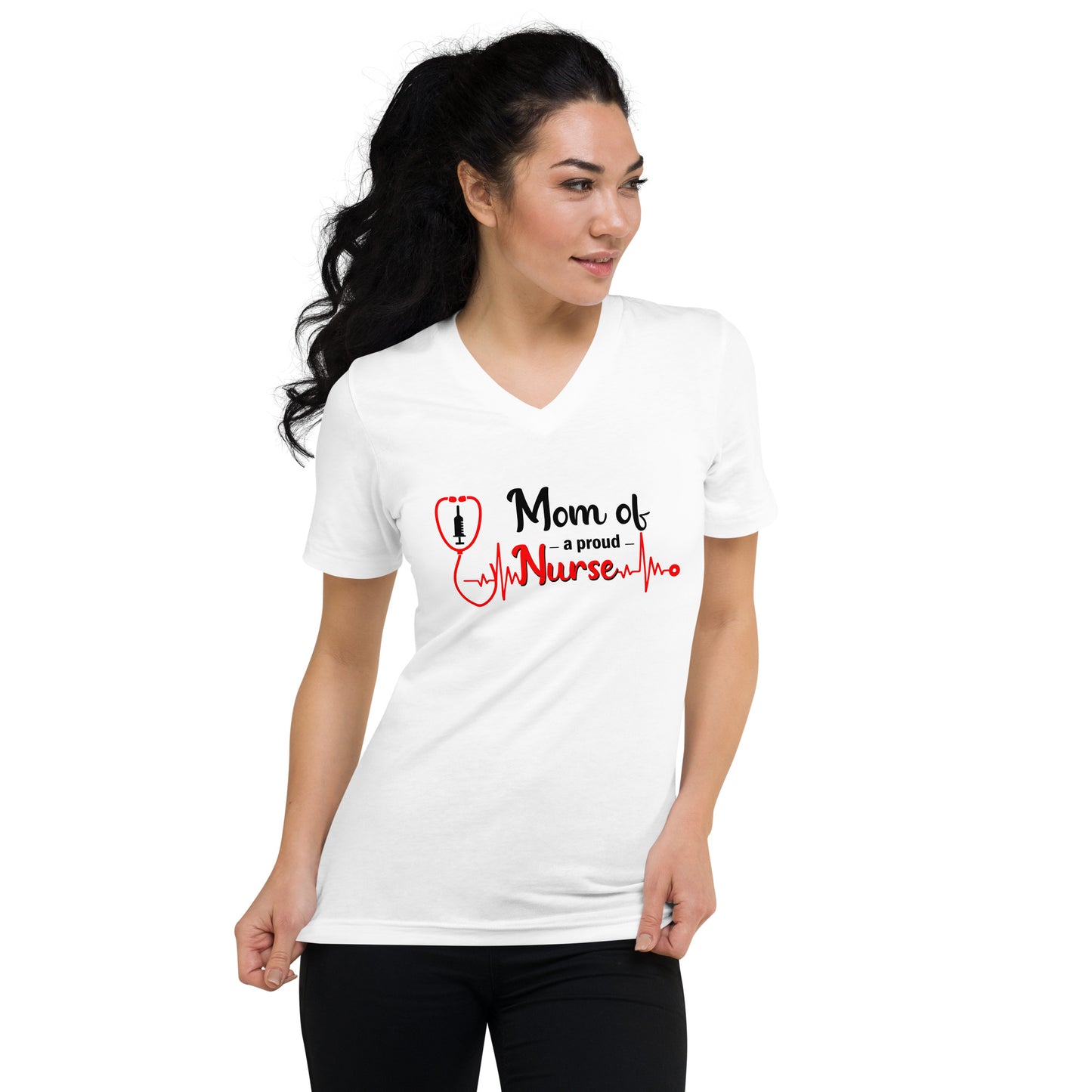 Mom Of A Proud Nurse Short Sleeve V-Neck T-Shirt