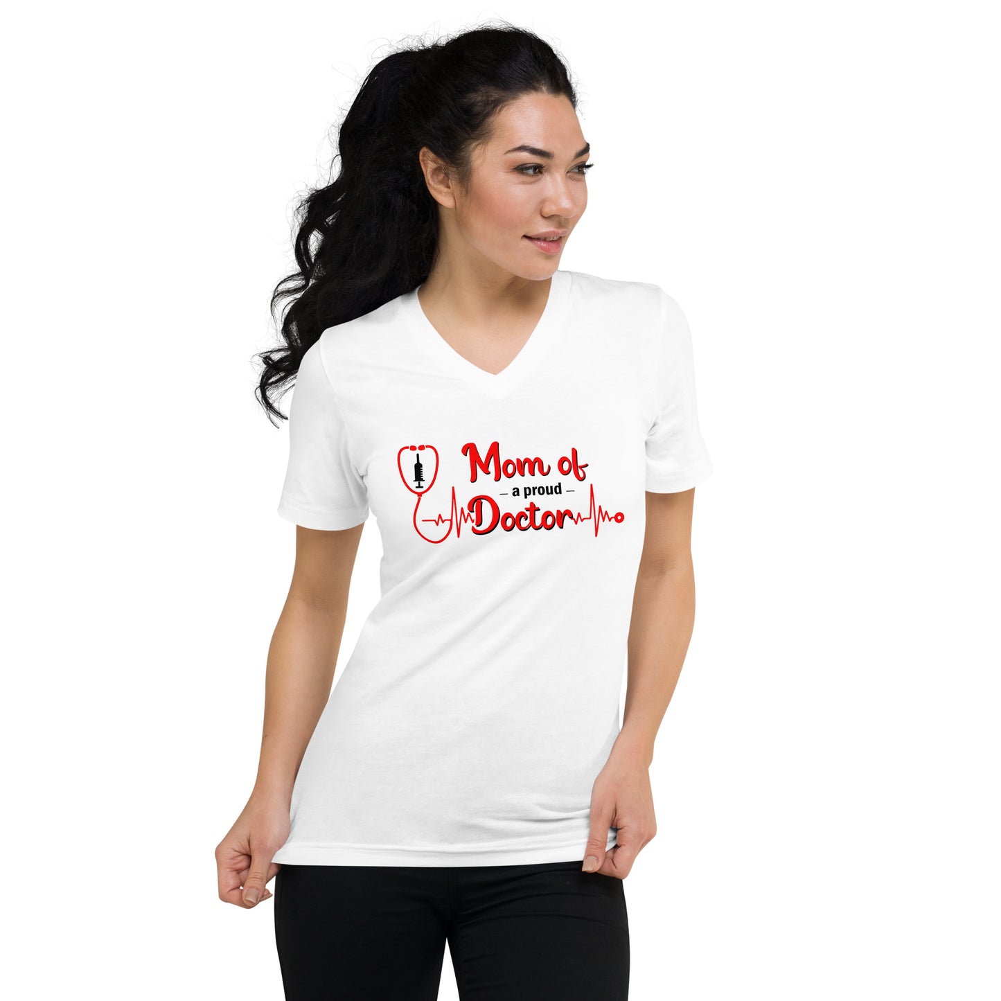 Mom Of A Proud Doctor Short Sleeve V-Neck T-Shirt