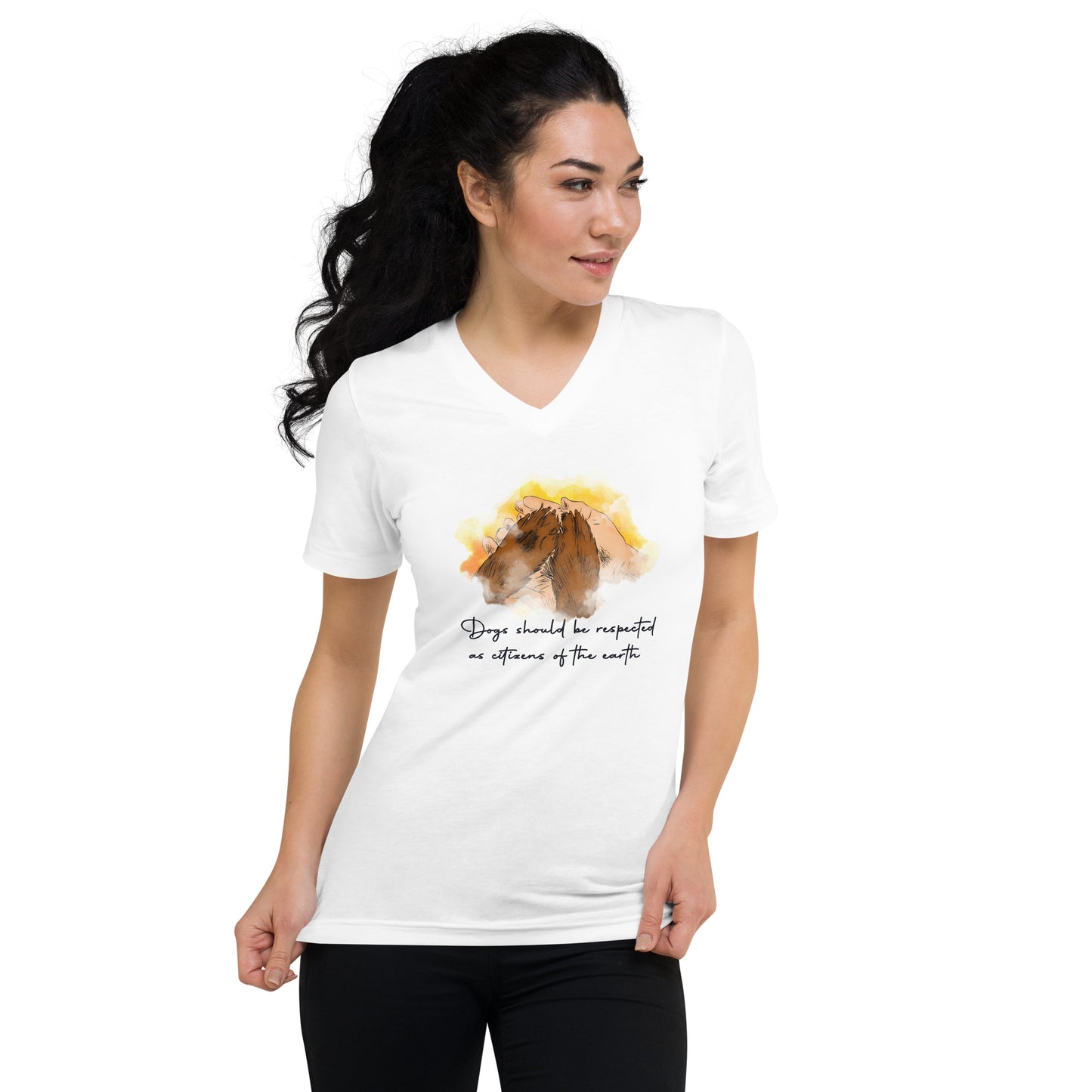 Dogs Should Be Respected Unisex Short Sleeve V-Neck T-Shirt