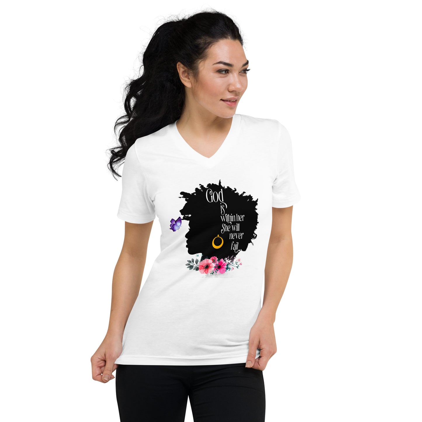 God Is Within Her Unisex Short Sleeve V-Neck T-Shirt