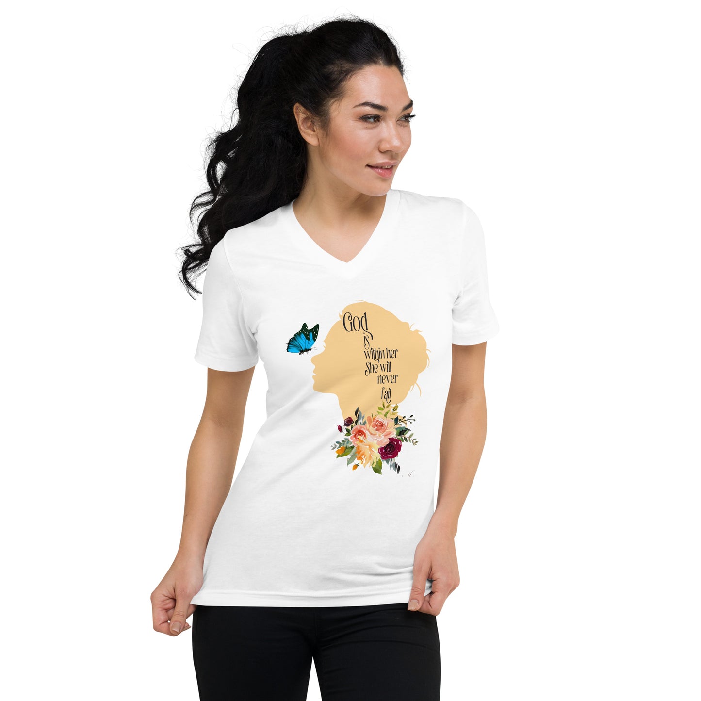 God Is Within Her Unisex Short Sleeve V-Neck T-Shirt