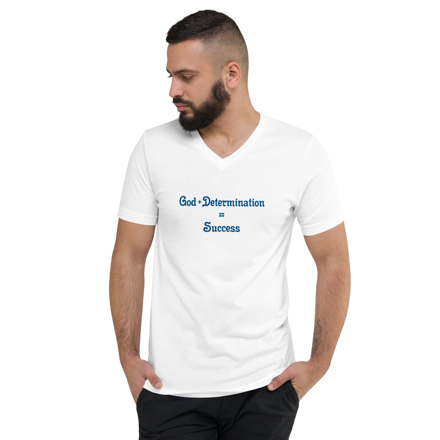 God + Determination = Success Men's V-Neck T-Shirt