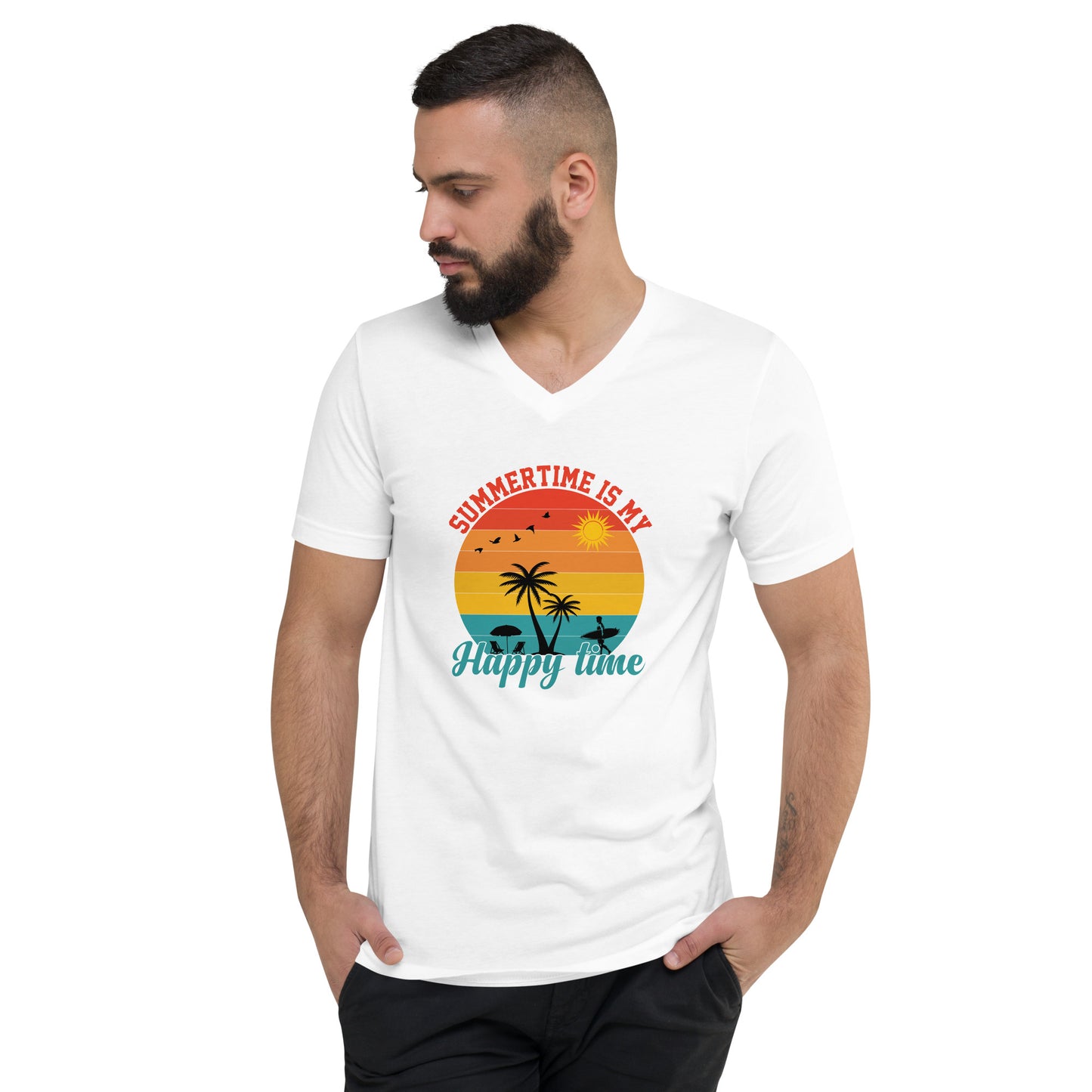 Summertime Is My Happy Time Men's V-Neck T-Shirt