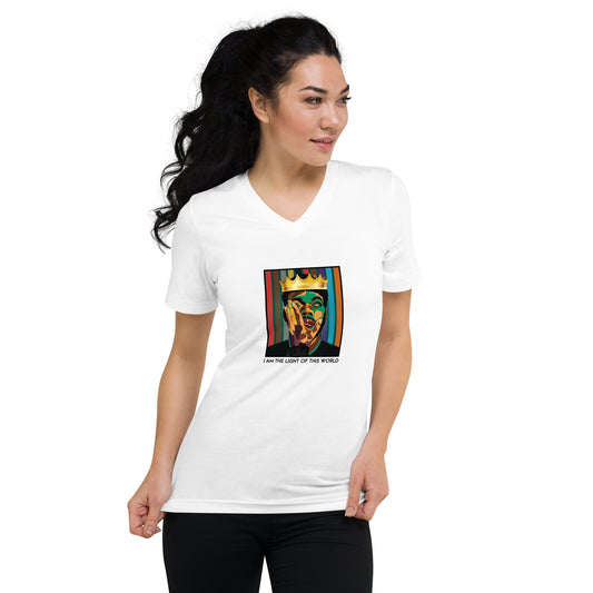 I Am The Light Of This World Unisex Short Sleeve V-Neck T-Shirt