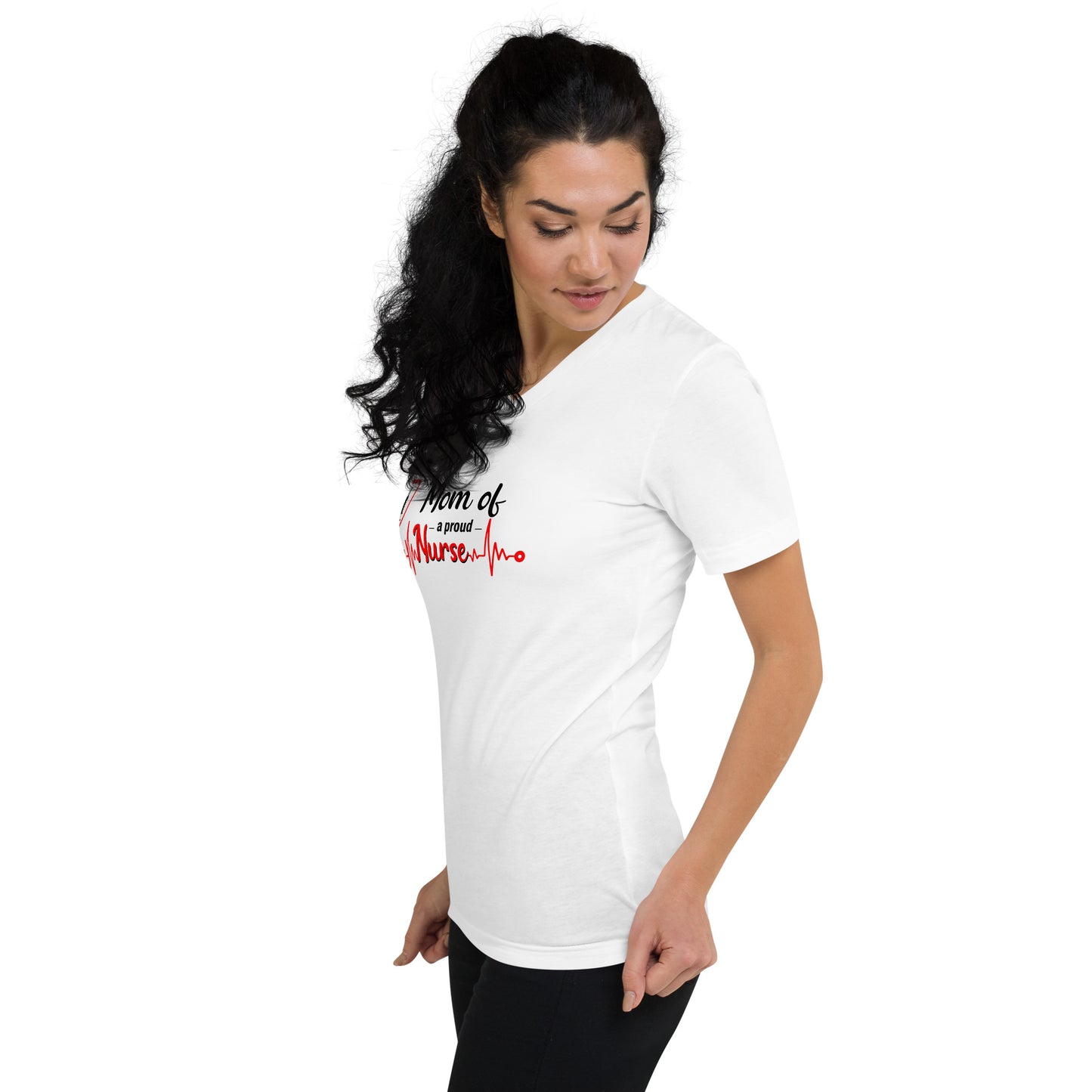 Mom Of A Proud Nurse Short Sleeve V-Neck T-Shirt