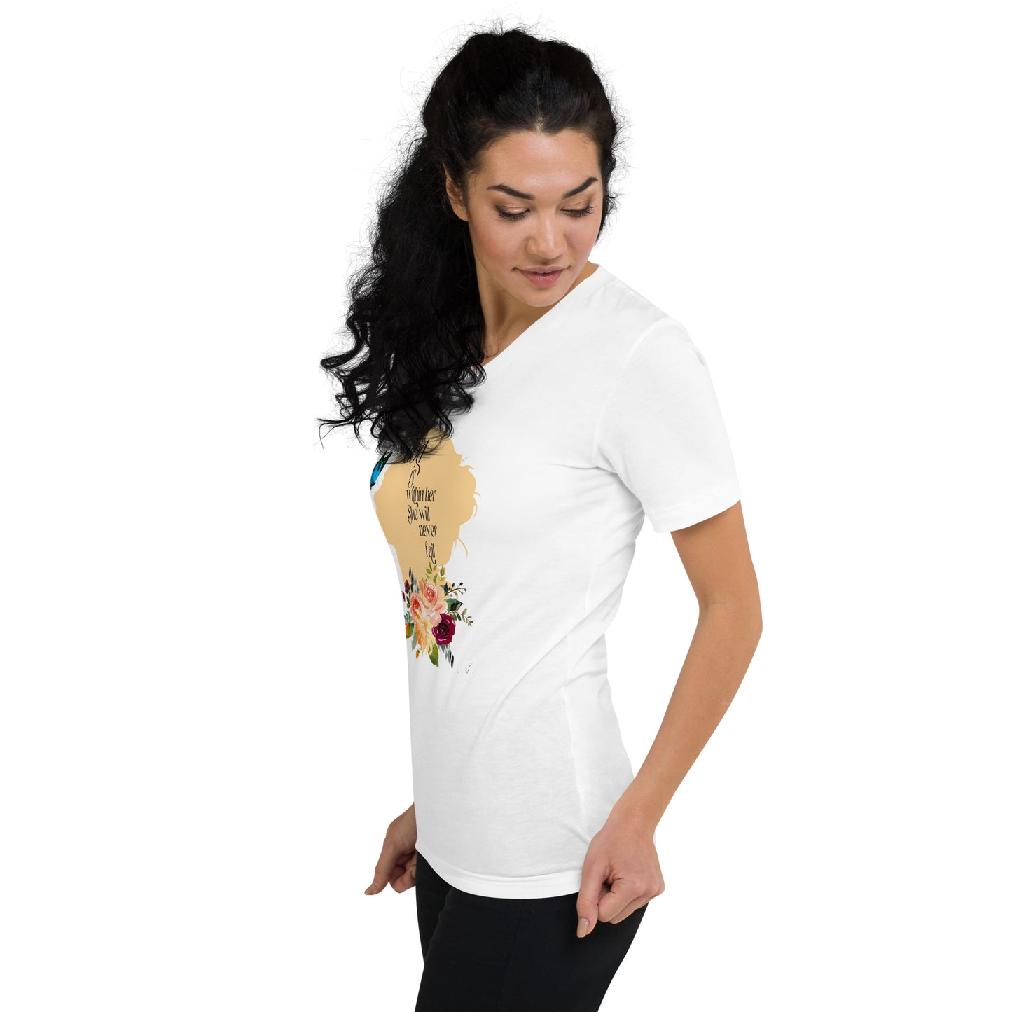 God Is Within Her Unisex Short Sleeve V-Neck T-Shirt