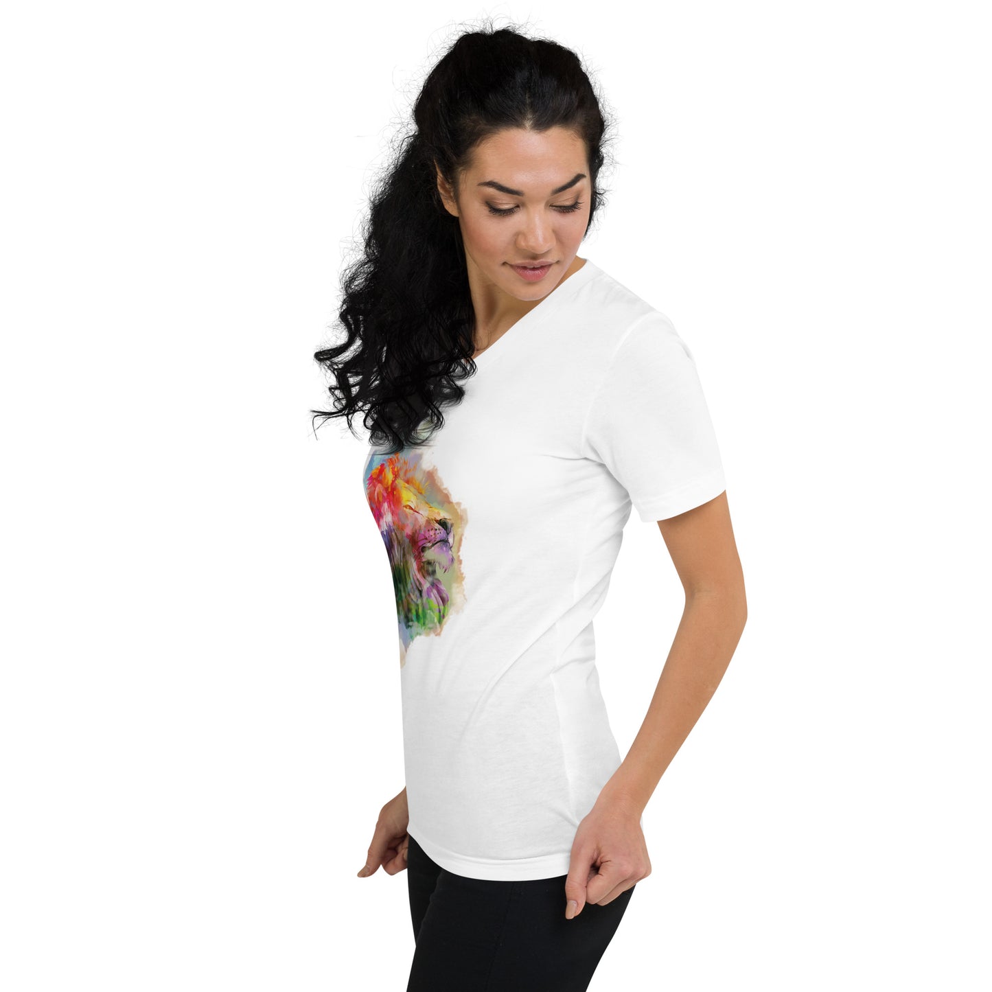 Lion Unisex Short Sleeve V-Neck T-Shirt