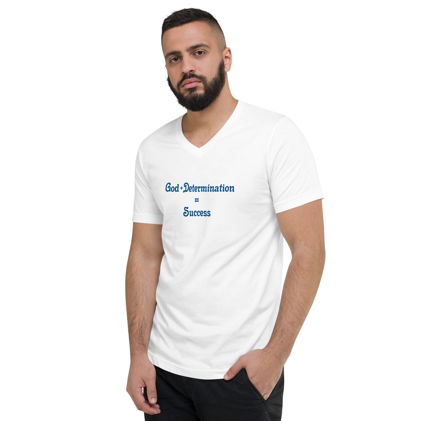 God + Determination = Success Men's V-Neck T-Shirt