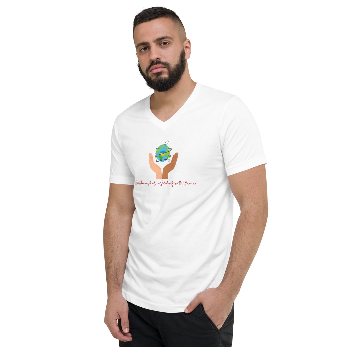 HealthCare In Solidarity With Ukraine Men's V-Neck T-Shirt