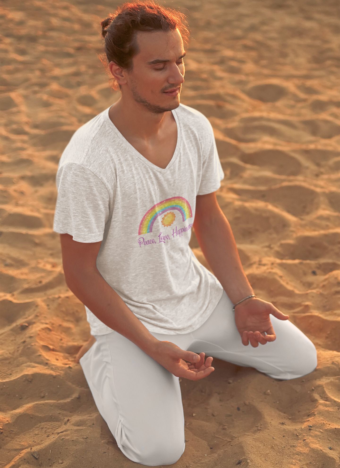 Peace, Love, Happiness Men's V-Neck T-Shirt