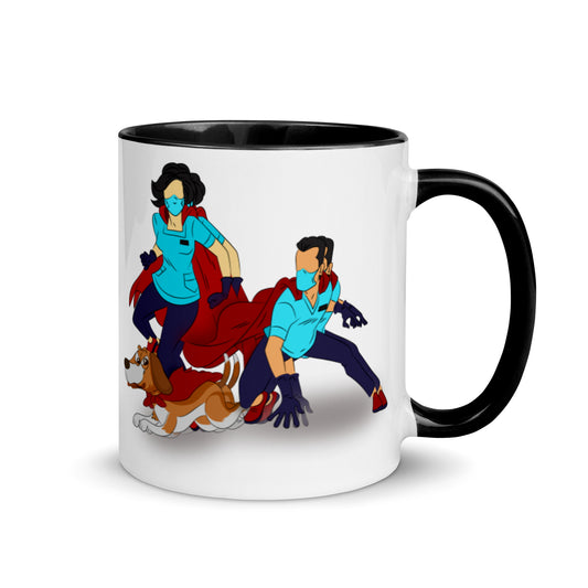 Super Hero's With Dog Mug with Color Inside