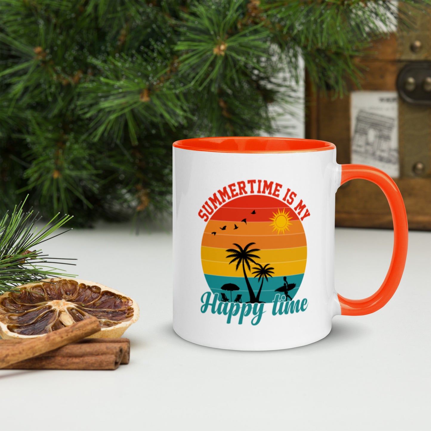 Summertime Is My Happy Time Mug with Color Inside